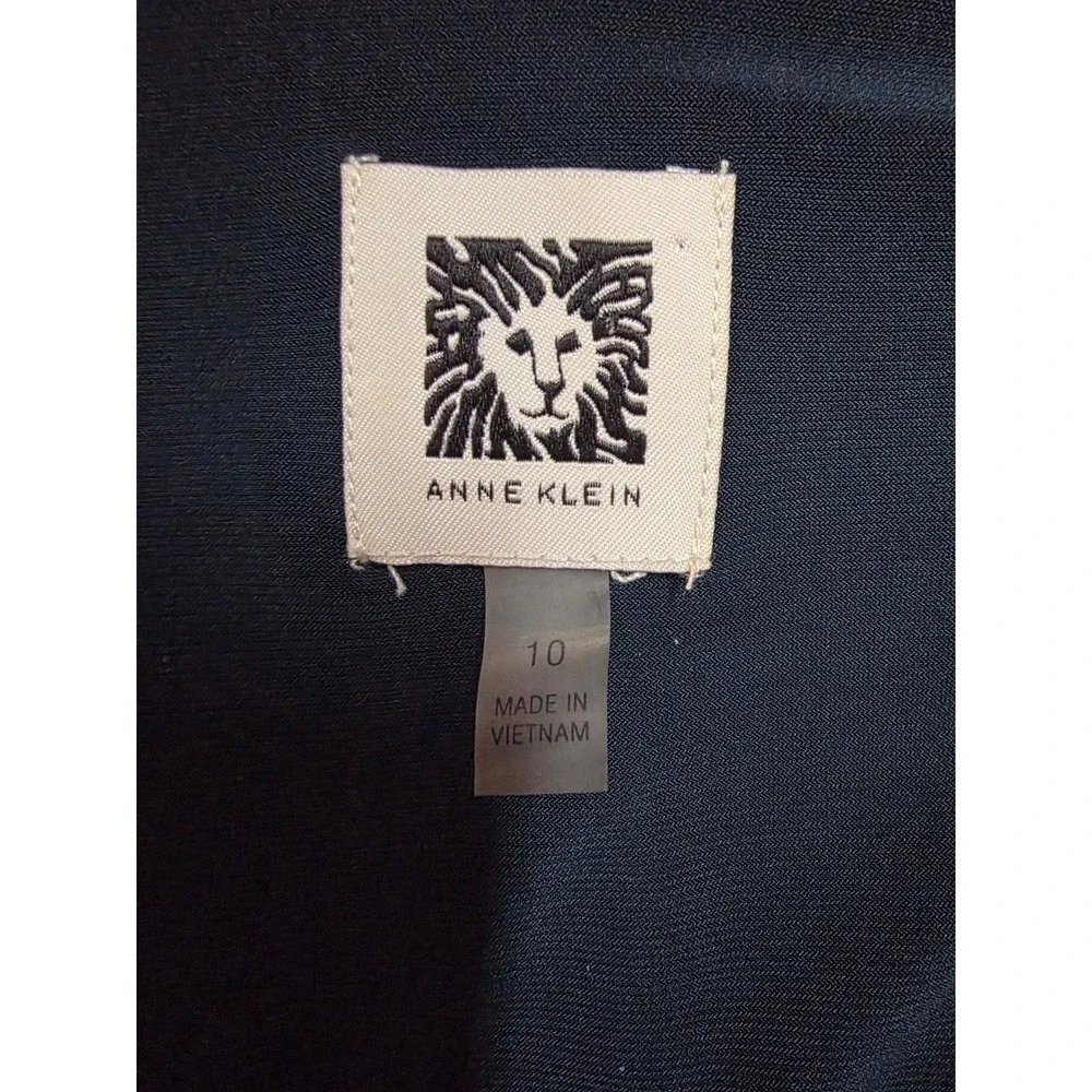 Anne Klein Womens DarkGreen Faux Wrap Sheath Dress Gold Logo Buckle Size 10 - Picture 7 of 7